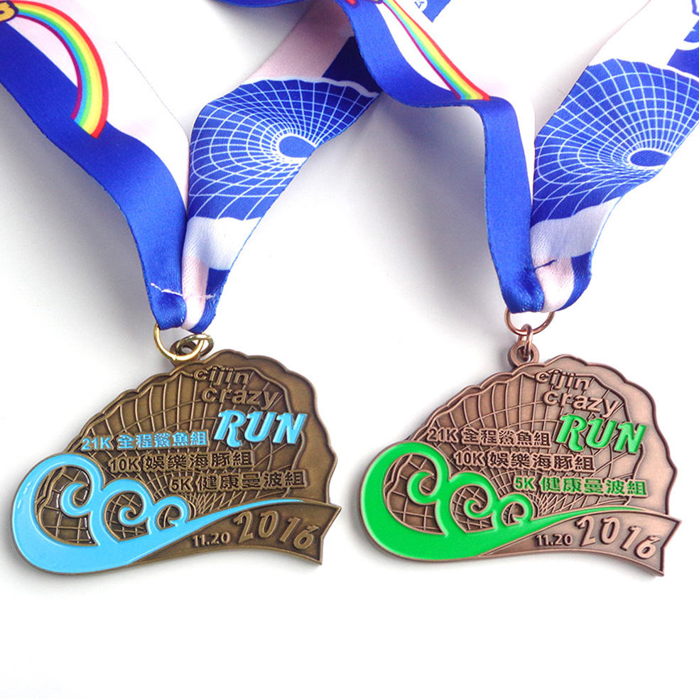 Metall-Weihnachts-Volleyball-Lauf-Marathon-Sportmedaillen, individuelle Medaille mit Band