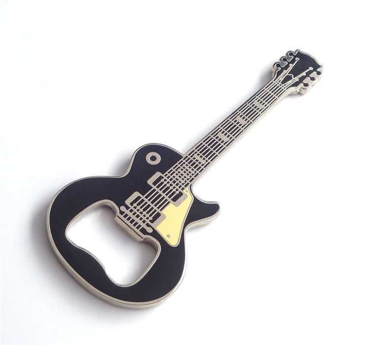 OEM-Herstellung, kostenloses Design, individueller ROCK AND ROLL-Gitarren-Flaschenöffner aus Metall