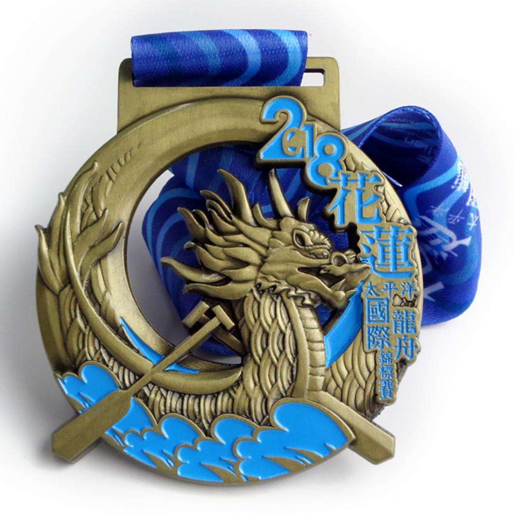 Benutzerdefinierte Messing gravierte Metall-Emaille-Festival-Drachenboot-Souvenir-Medaille