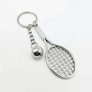 Großhandel kundenspezifische Eisen-Schlüsselanhänger Logo-Schlüsselanhänger Edelstahl-Tennis-Schlüsselanhänger