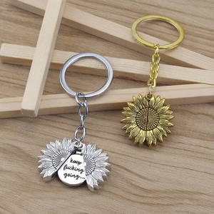 Großhandel mit individuellem Logo, Metall-Schlüsselanhänger, Blumen-Schlüsselanhänger, Sonnenblumen-Schlüsselanhänger